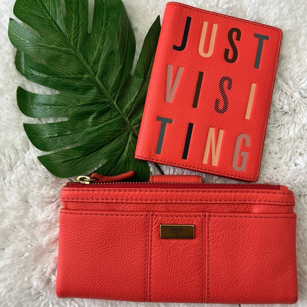 Leather Fossil Wallet and Passport Holder